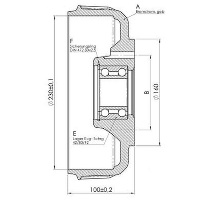 Tambour frein AL-KO 230x60 2361, 112x5 M12 – Image 2