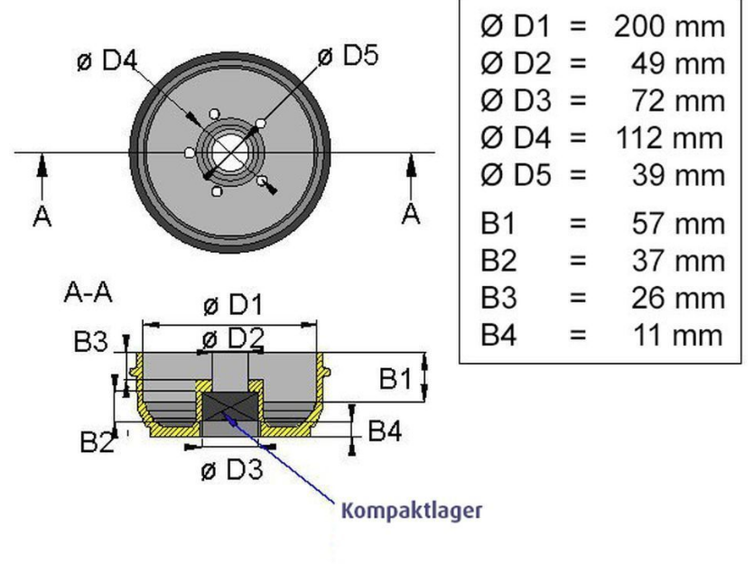 Tamburo freni BPW 200x50, 112x5, altezza 87 mm, 13mm - immagine 2