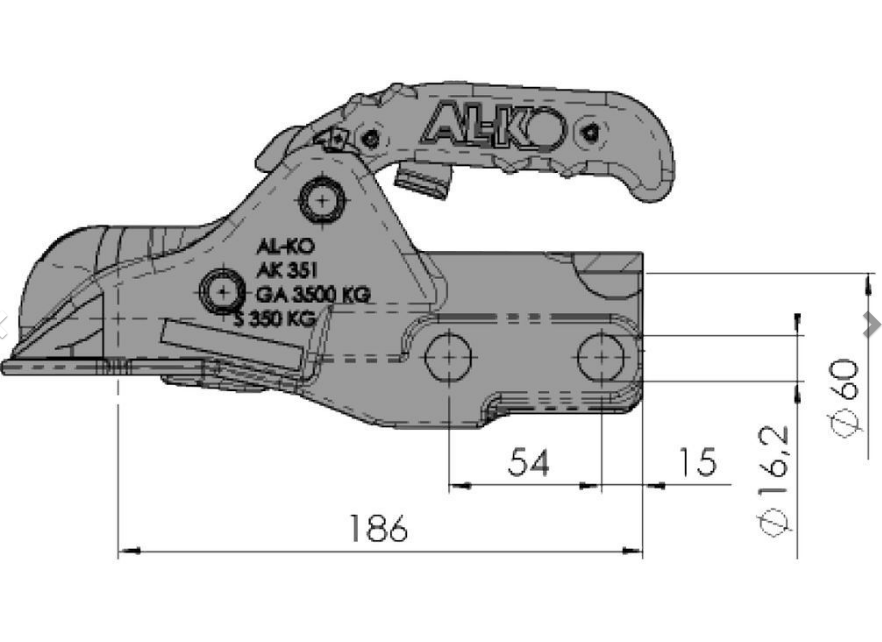 Gancio a biglia AL-KO Ø 60mm, 3500kg - immagine 2
