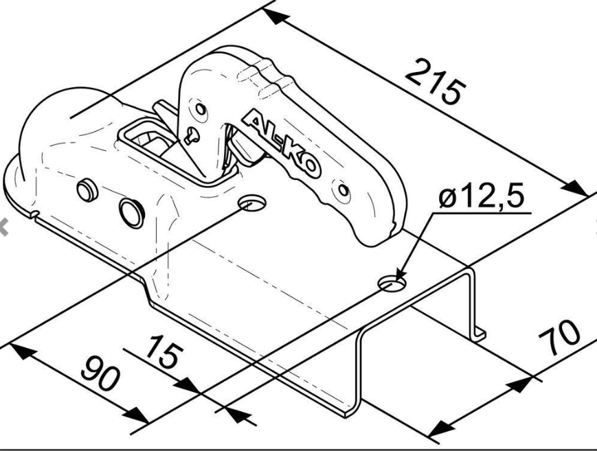 Gancio a biglia quadro AL-KO 70 mm, 750 kg - immagine 2