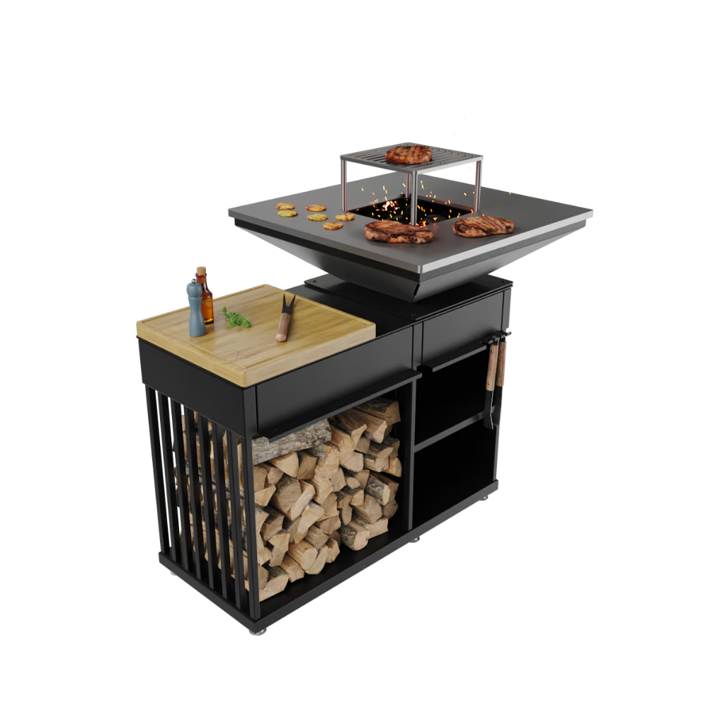 Grill BBQ Quadrum/H/B con piano in legno - immagine 2